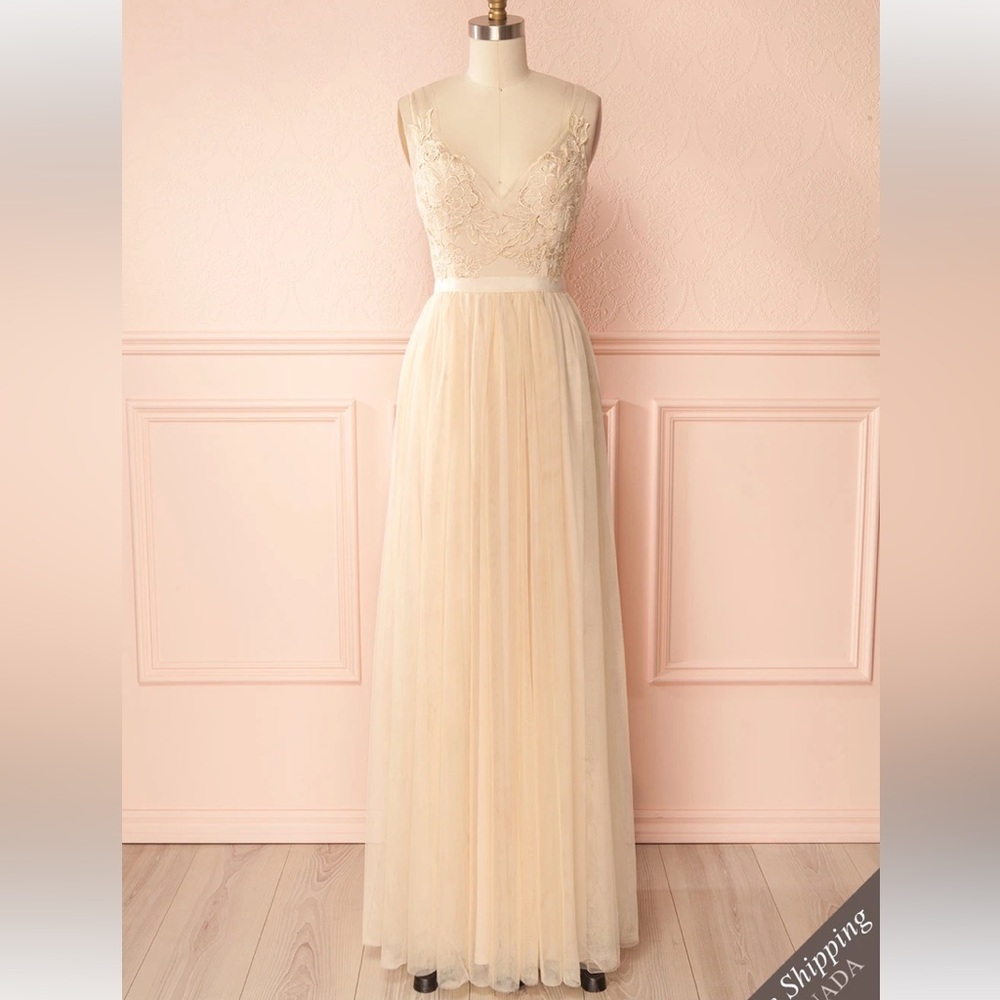 Cream floor length dress - size M - brand Maniju - bought in 2019 never worn